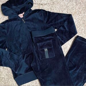 Vintage 2000s Navy Blue Juicy Couture Velour Tracksuit L